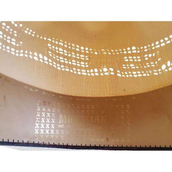 MoksMan 100X Bangora Western Cowboy Hat SZ 7 Legendary Hats Ivory Woven w/ Black - Picture 14 of 16
